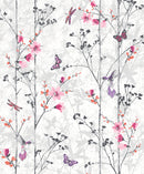 Muriva Floral Butterfly & Bird Foliage Eden Pink Wallpaper 102550
