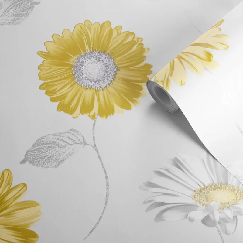 Muriva Daisy Floral Ochre Wallpaper 111508