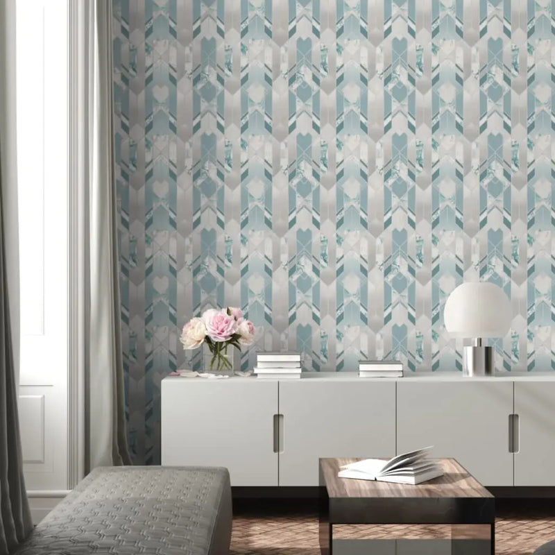 Muriva Elixir Geometric Marble Shapes Teal Wallpaper 167503