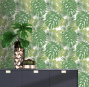 Rasch Jungle Leaf Green & White Wallpaper 214628