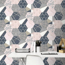 Rasch Geo Hex Pink & Blue Wallpaper 215908