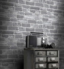 Rasch Urban Faux Brick Grey Wallpaper 217346