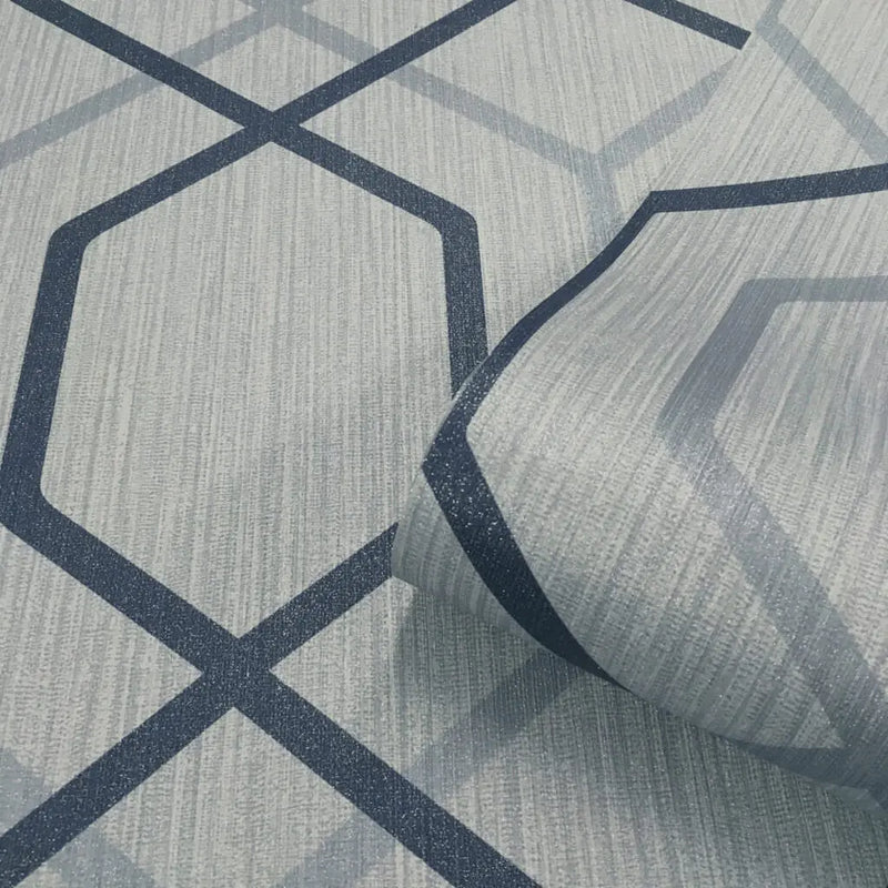 Belgravia Oria Geometric Textured Wallpaper Blue 6733