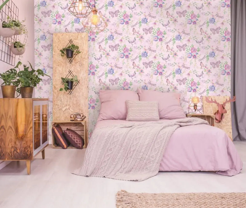 Holden Decor Watercolour Butterfly Pink Wallpaper 90102