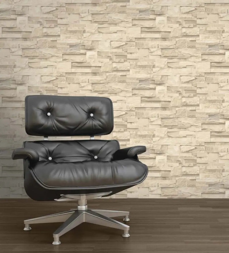 Muriva Realistic Slate Cladding Cream Wallpaper J27407