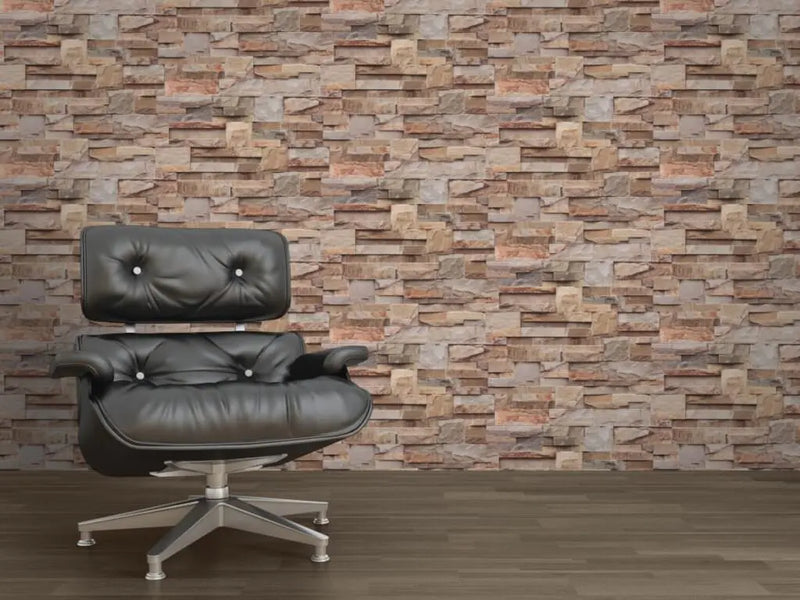 Muriva Realistic Slate Cladding Brown Wallpaper J27408