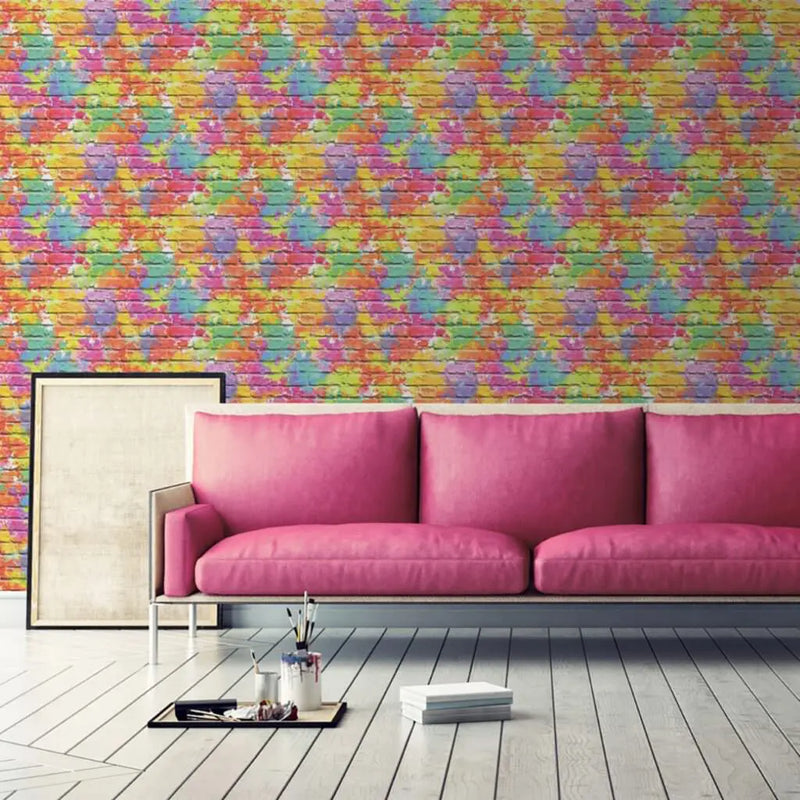 Muriva Camouflage Brick Multicoloured Wallpaper L33505