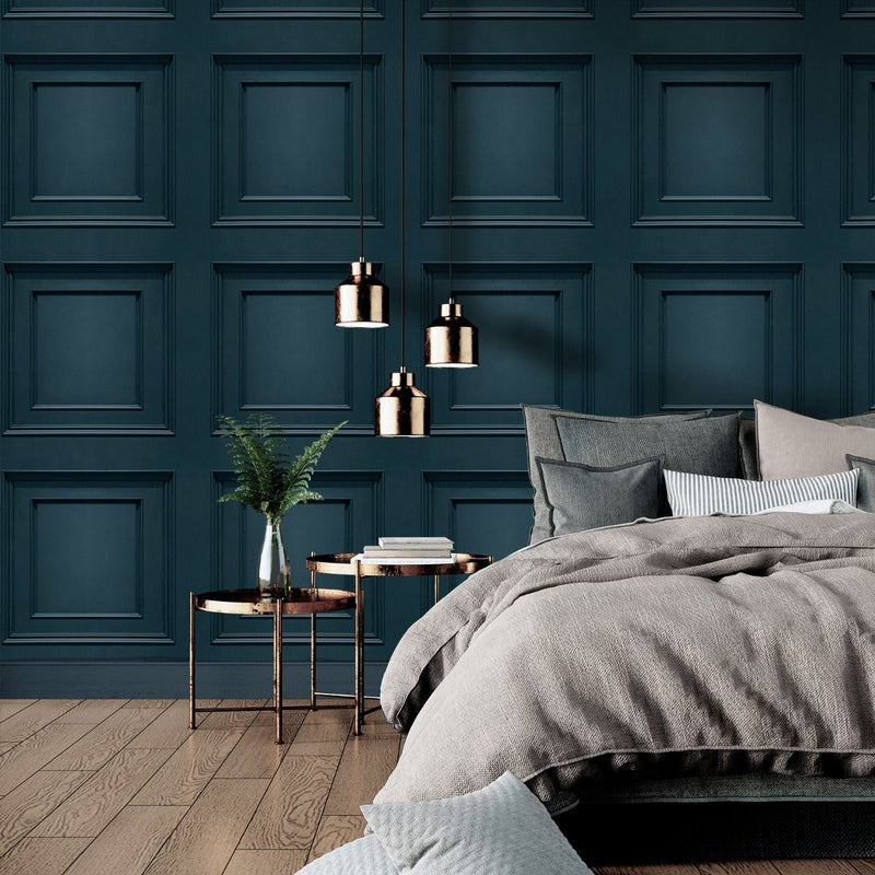 Oliana Panel Wallpaper Navy Belgravia 8491