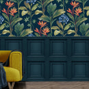 Oliana Panel Wallpaper Navy Belgravia 8491