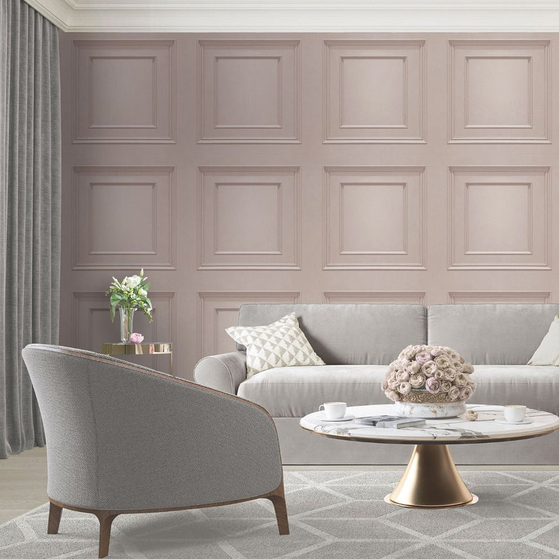 Amara Panel Vinyl Wallpaper Blush Pink Belgravia 7377