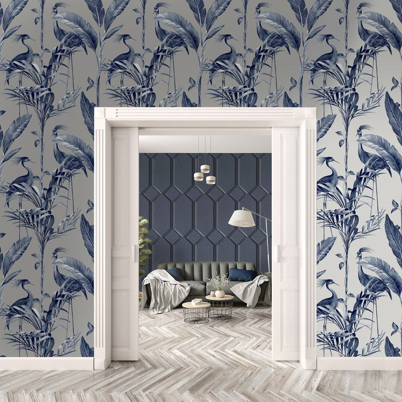 Azzurra Leaf Wallpaper Silver Belgravia 9506