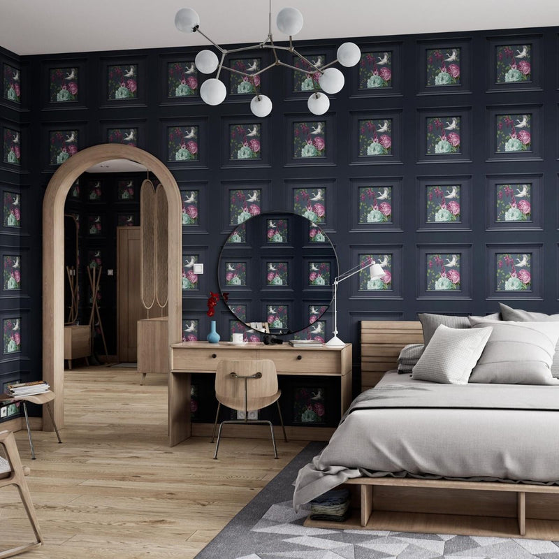 Corinthia Panel Wallpaper Navy Belgravia 244