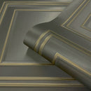 Amara Panel Vinyl Wallpaper Charcoal / Gold Belgravia 7386