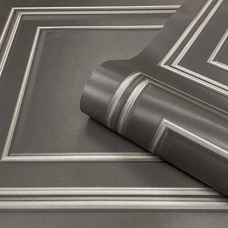 Amara Panel Vinyl Wallpaper Silver / Gunmetal Belgravia 7390