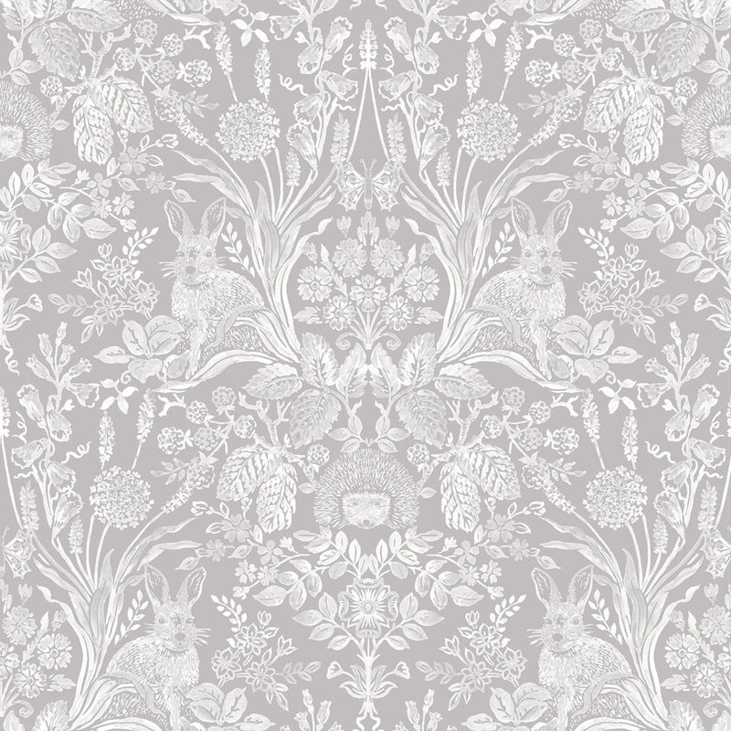 Harlen Woodland Damask Wallpaper Grey Holden 90160