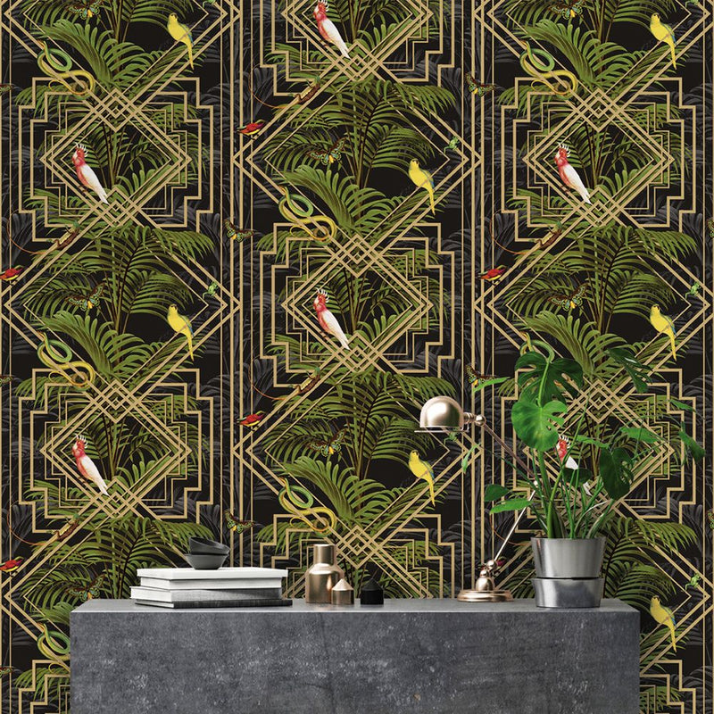 Congo Geometric Wallpaper Black Holden 90202