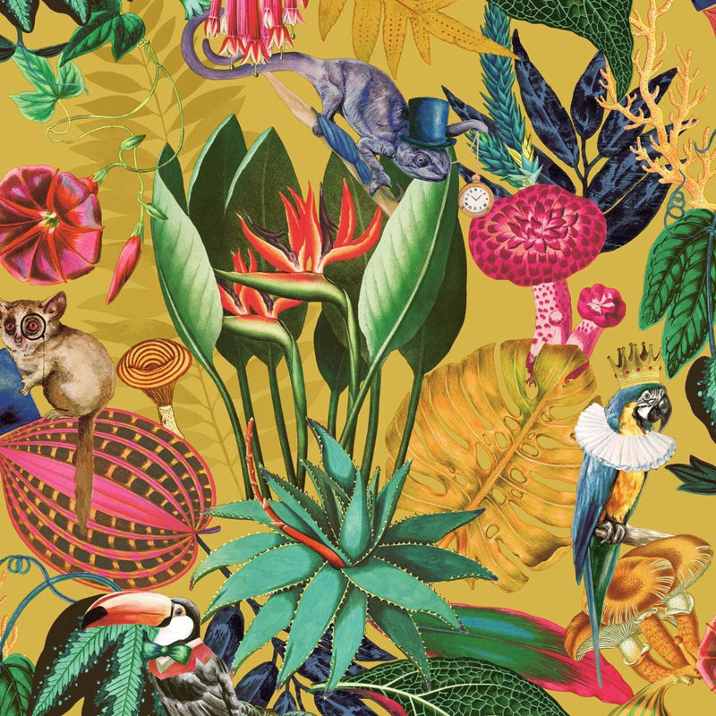 Wonderland Tropical Wallpaper Ochre Holden 91190