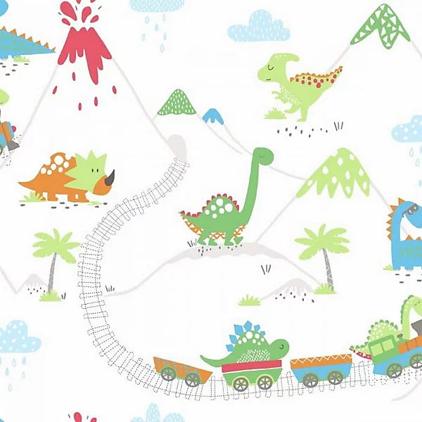 Holden Decor Dino Town Multicoloured Wallpaper 12530