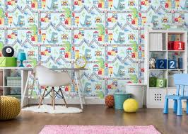 Holden Decor Dino Road Blue & Multicoloured Wallpaper 90911