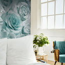 Madison Rose Glitter Floral Wallpaper Aqua and Grey Muriva 139523
