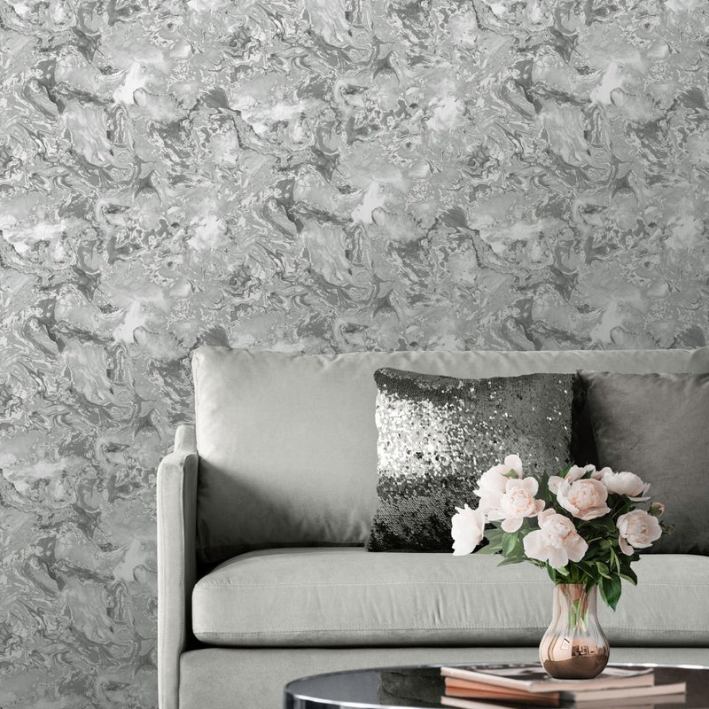 Elixir Marble Wallpaper Silver / Grey Muriva 166501