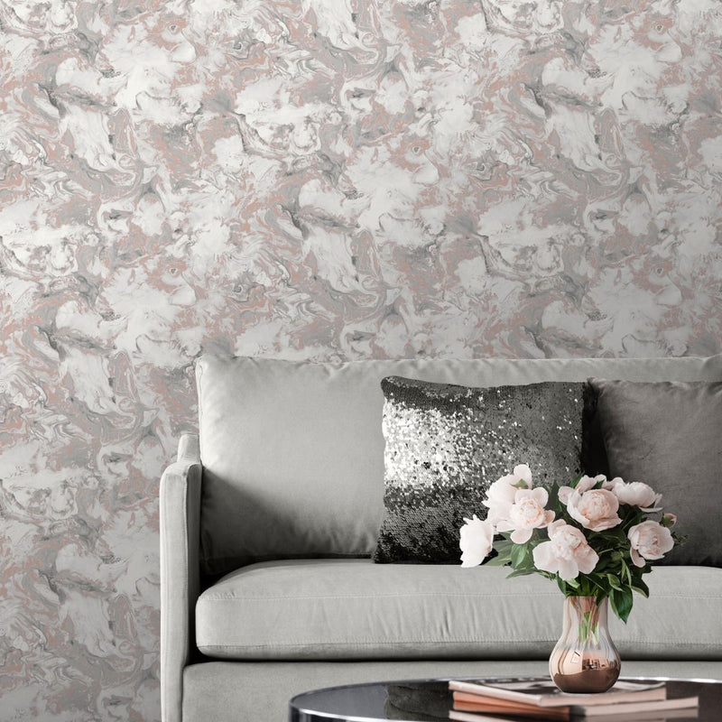 Elixir Marble Wallpaper Rose Gold / Grey Muriva 166502