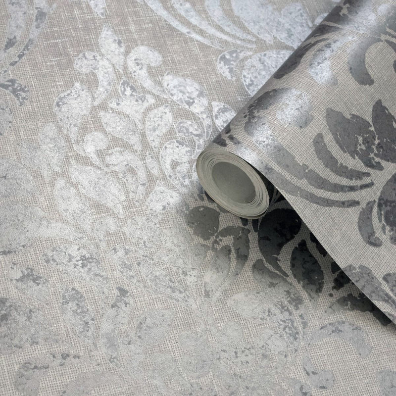 Eleanor Damask Wallpaper Grey Muriva 173511