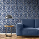 Elixir Cube Marble Wallpaper Navy / Silver Muriva 166512