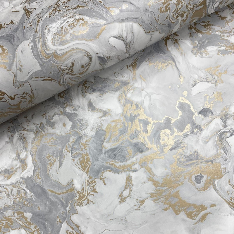 Elixir Marble Wallpaper Grey / Gold Muriva 166506