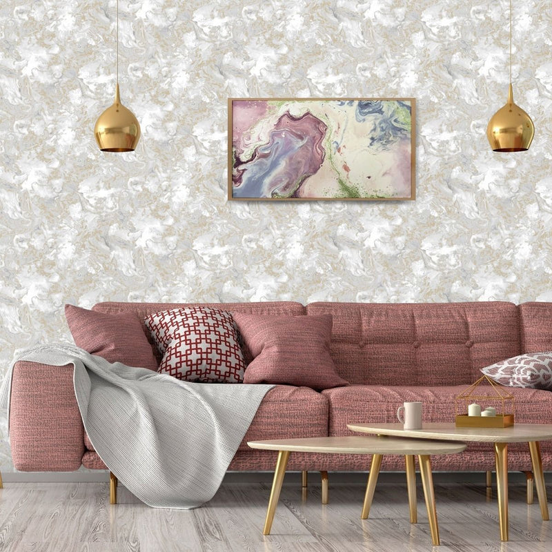 Elixir Marble Wallpaper Grey / Gold Muriva 166506