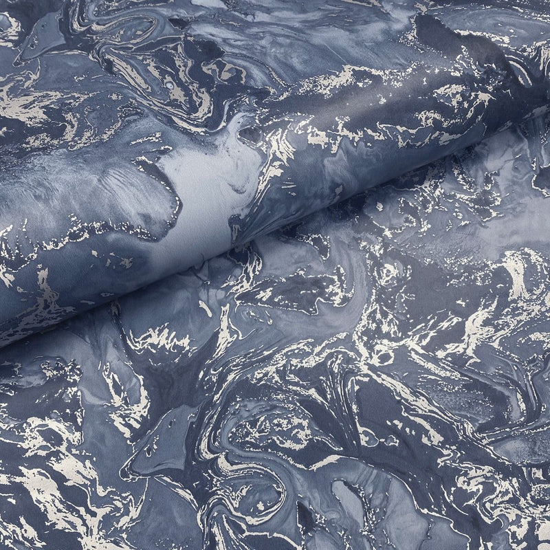 Elixir Marble Wallpaper Navy Blue / Silver Muriva 166505