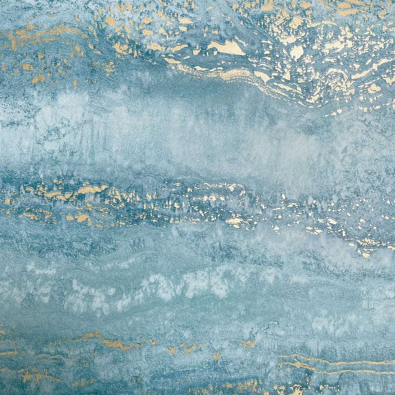 Semper Marble Wallpaper Teal / Gold Muriva 189504