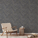 Woodgrain Panel Wallpaper Charcoal Muriva 193503