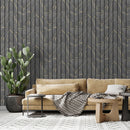 Woodgrain Panel Wallpaper Charcoal Muriva 193503