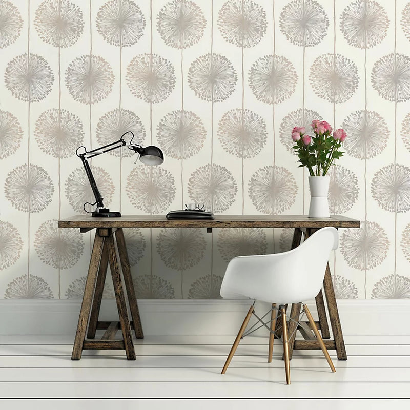 Muriva Dandelion Luxury Floral Beige Wallpaper J04207