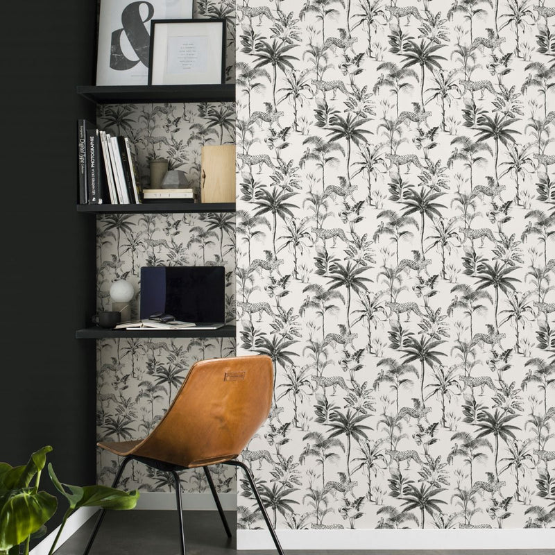 Savannah Cheetah Wallpaper White / Black Rasch 409017