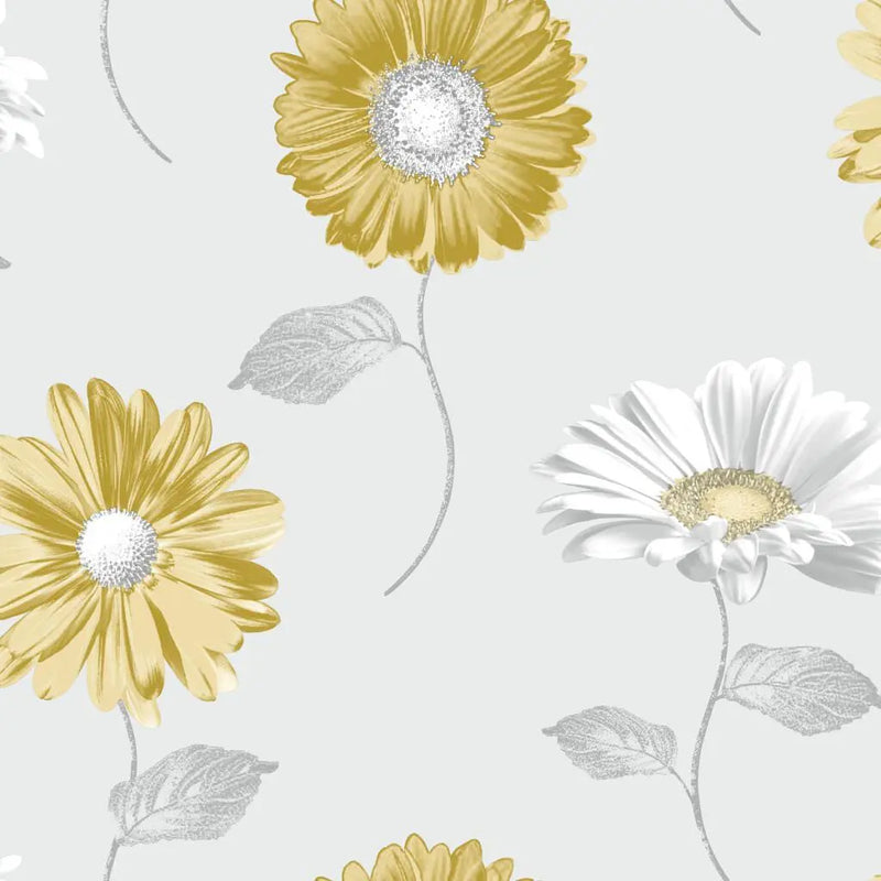 Muriva Daisy Floral Ochre Wallpaper 111508