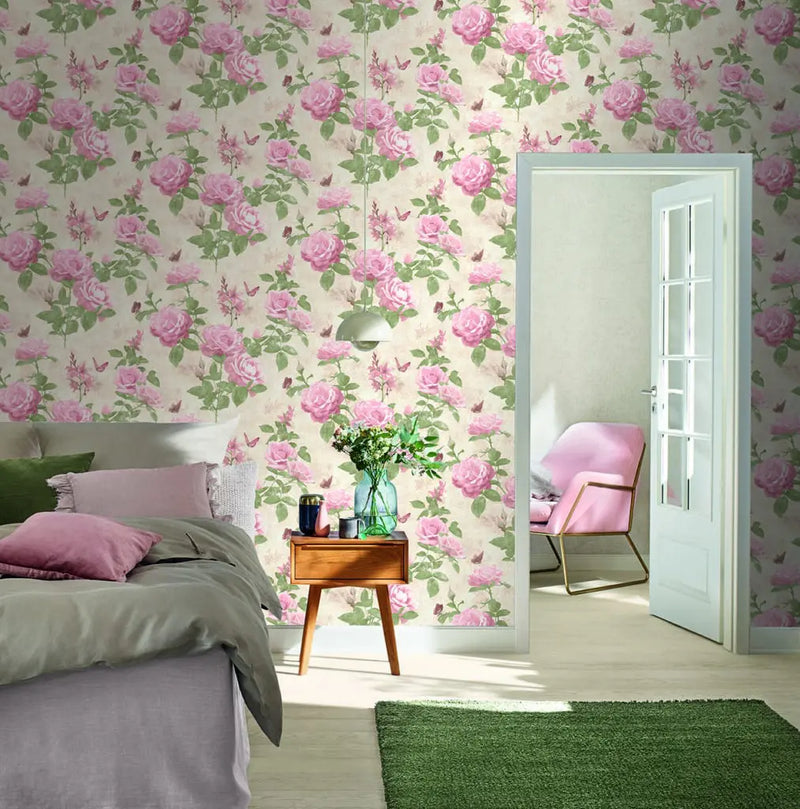 Rasch Amsterdam Floral Pink & Cream Wallpaper 215007