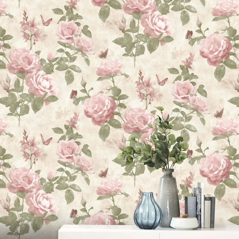 Rasch Amsterdam Floral Pink & Cream Wallpaper 215007