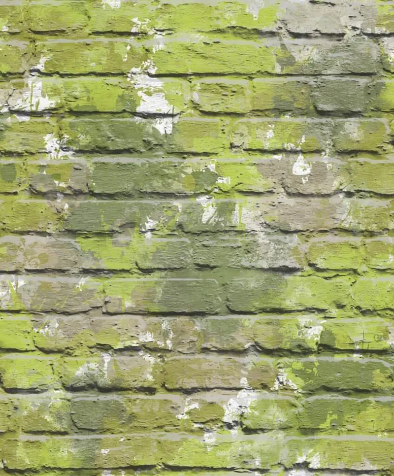 Muriva Camouflage Brick Green Wallpaper L33504