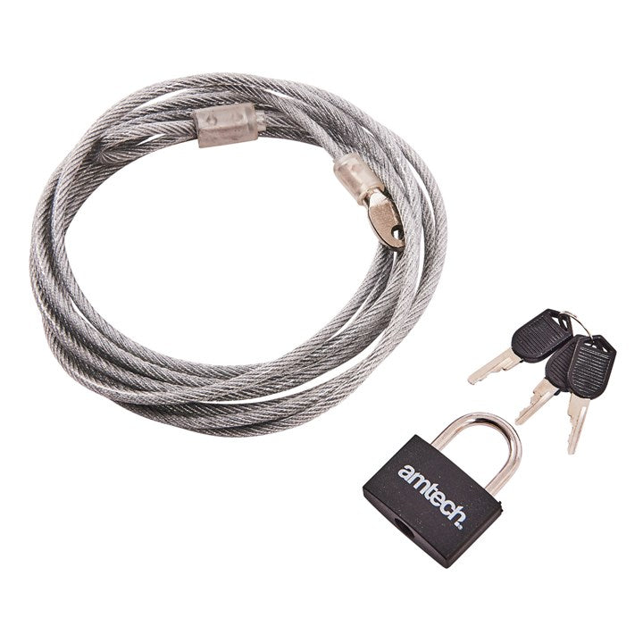 Amtech 3M X 4mm Security Cable & Padlock T1695