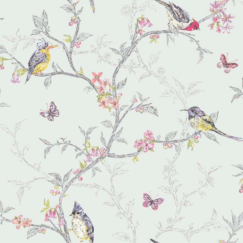 Phoebe Birds Wallpaper Soft Teal Holden 98083