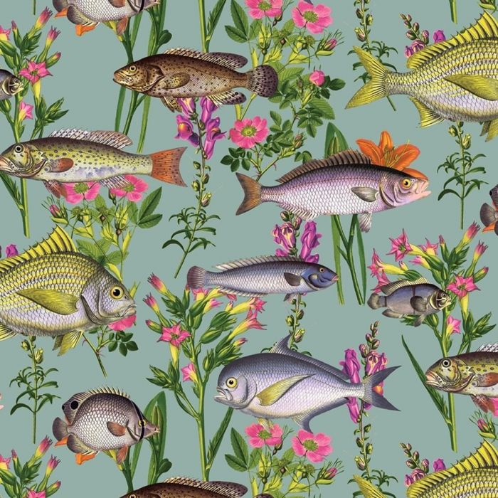 Lagoon Fish Wallpaper Teal Holden 12171