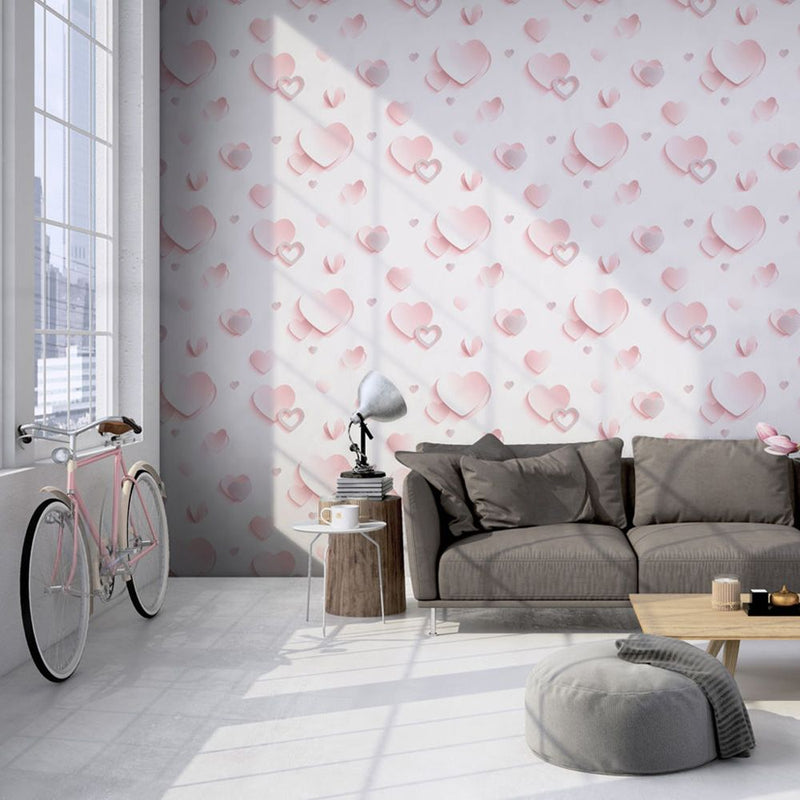 3D Hearts Glitter Wallpaper Pink Muriva J92603
