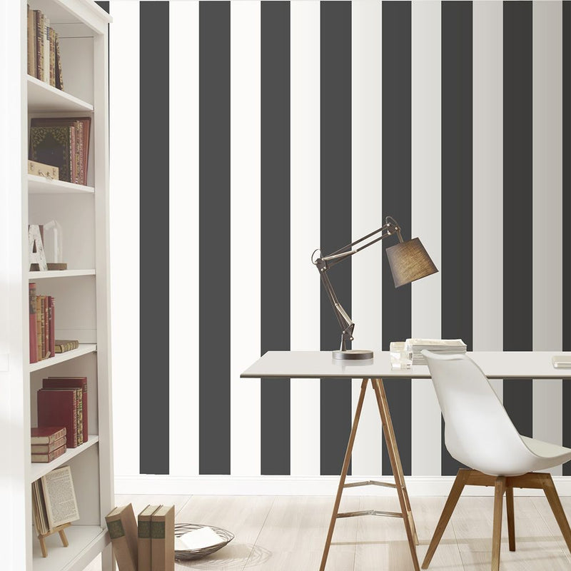 Stripe Wallpaper Black and White Rasch 286694