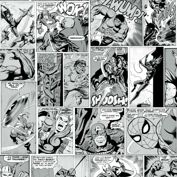Marvel Comic Strip Wallpaper Black and White Muriva 159502