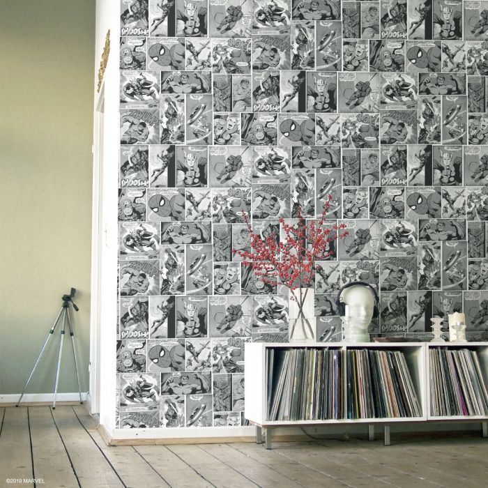 Marvel Comic Strip Wallpaper Black and White Muriva 159502