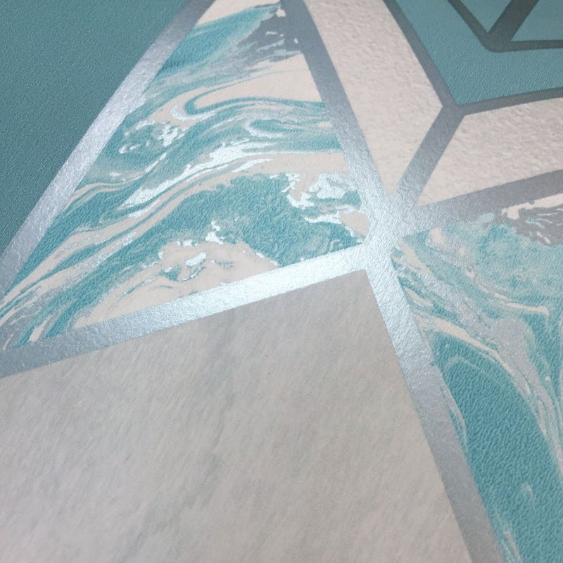Elixir Geometric Marble Wallpaper Teal Muriva 167503