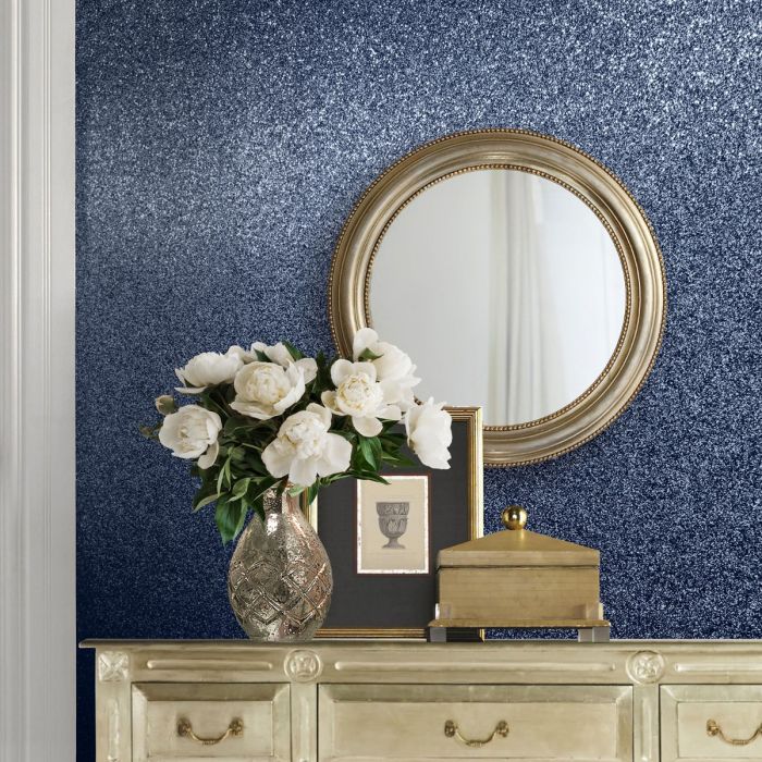 Oriah Real Glitter Wallpaper Midnight Blue Muriva 401013 - 6m x 0.53m