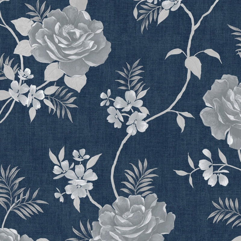 Rosalind Floral Wallpaper Blue Muriva 173503